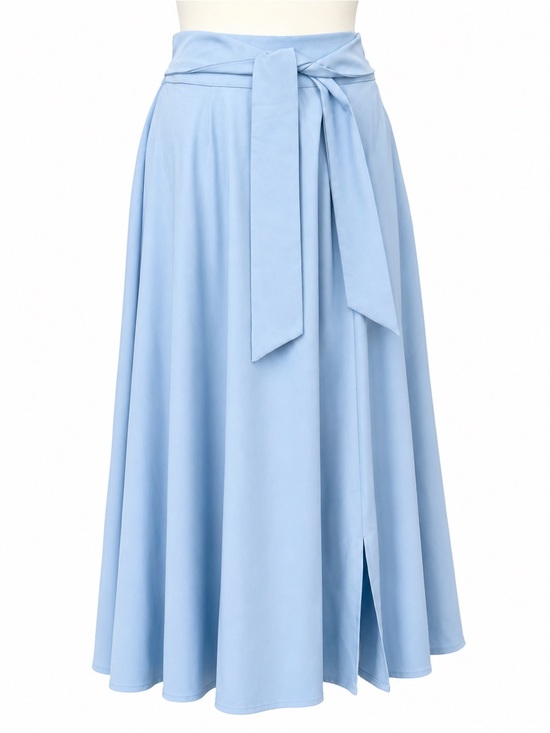 Chouyatou Dresses & Skirts - Tie-Waist Light Blue Maxi Skirt with pockets